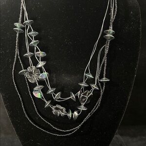 Fashion Jewelry Iridescent Black Necklace with matching earrings